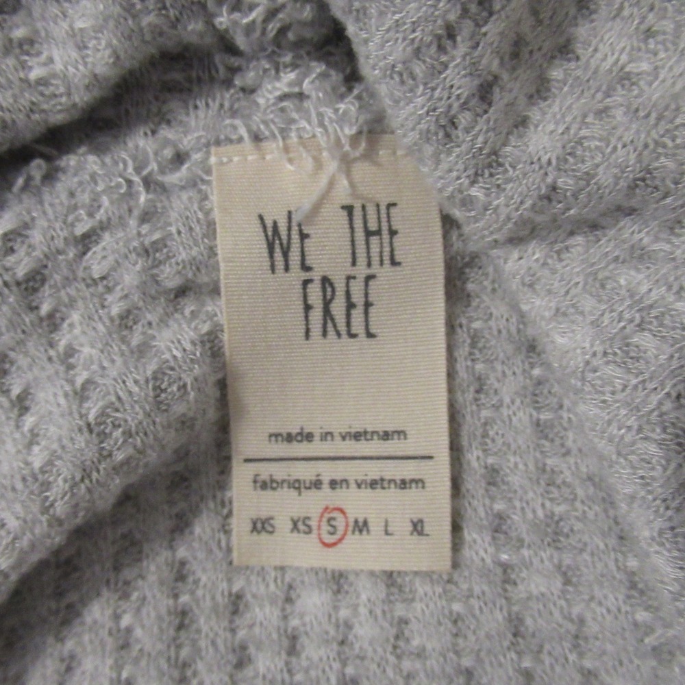 We The Free People Top S Gray Swing It Thermal Waffle Knit Flowy Lounge Cowl